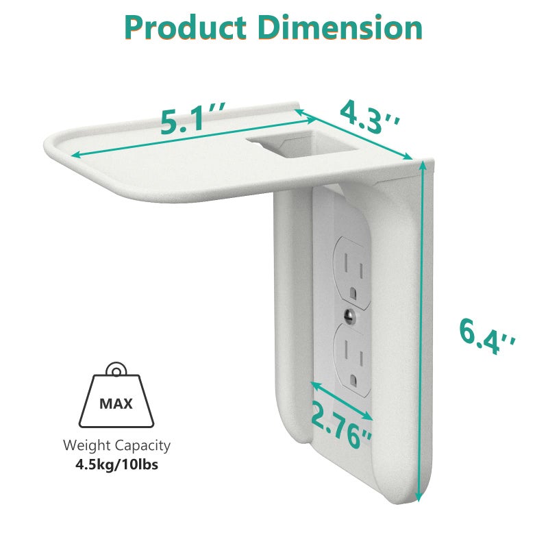 WALI Outlet Shelf Wall Holder,Bathroom Walls Shelves up to 10lbs Standard Vertical Duplex Wall Shelf Organizer for Smart Home Decor Space Saving Power Tools, Toothbrush (OLS002-W), 2 Pack, White - Image 3