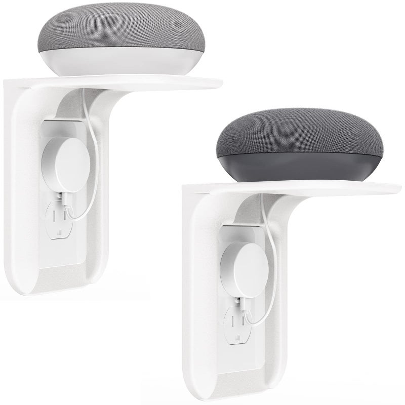 WALI Outlet Shelf Wall Holder,Bathroom Walls Shelves up to 10lbs Standard Vertical Duplex Wall Shelf Organizer for Smart Home Decor Space Saving Power Tools, Toothbrush (OLS002-W), 2 Pack, White - Image 1