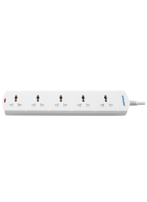 5Way Universal Extension Socket with Indicator Light and Safety Shutter  Extra Long Cord with Over Current Protected  Charge Multiple Devices at one time SES-905