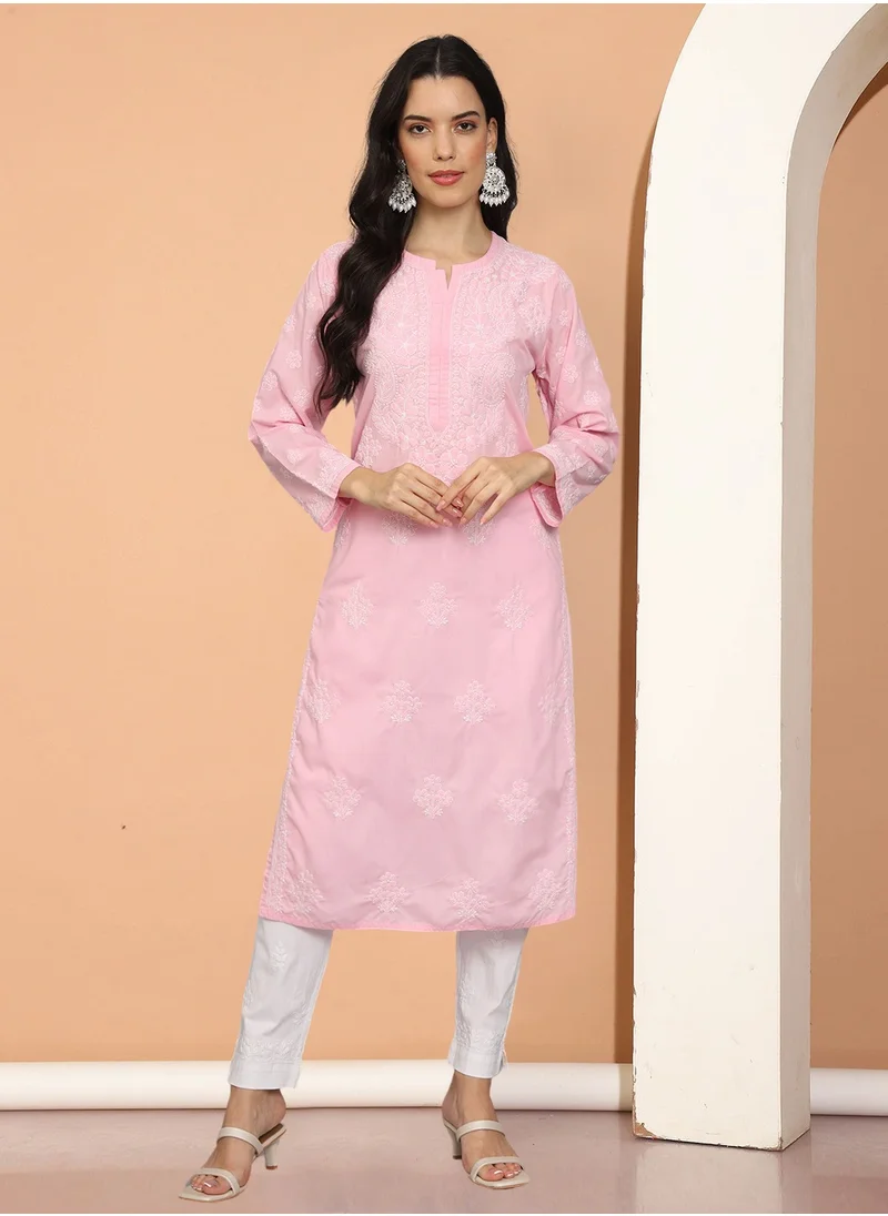 Alaya Women Hand Embroidered Chikankari Cotton Kurta-AL4043