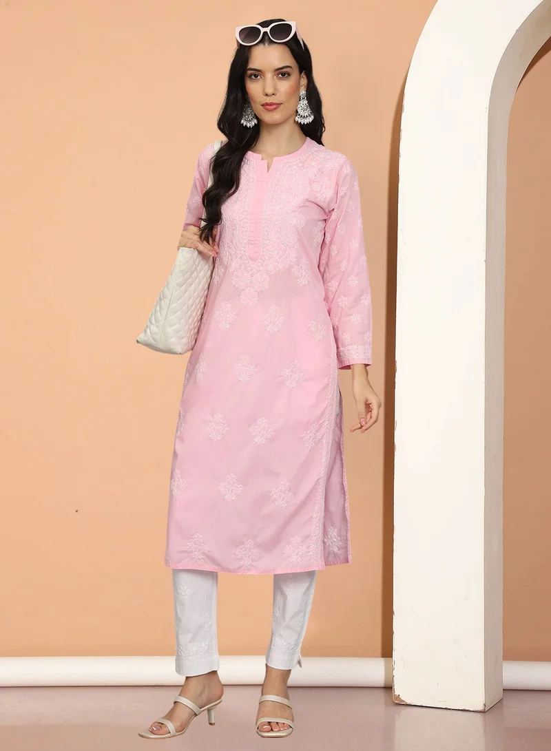 Alaya Women Hand Embroidered Chikankari Cotton Kurta-AL4043