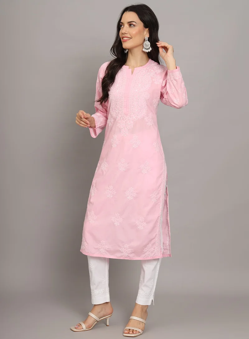 Alaya Women Hand Embroidered Chikankari Cotton Kurta-AL4043
