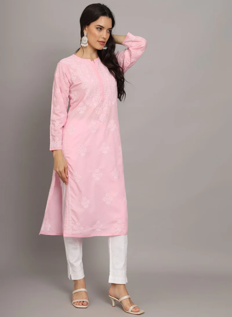 Alaya Women Hand Embroidered Chikankari Cotton Kurta-AL4043