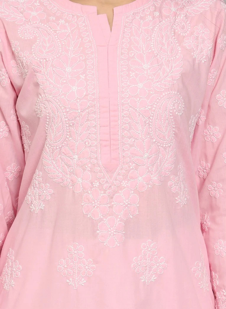 Alaya Women Hand Embroidered Chikankari Cotton Kurta-AL4043