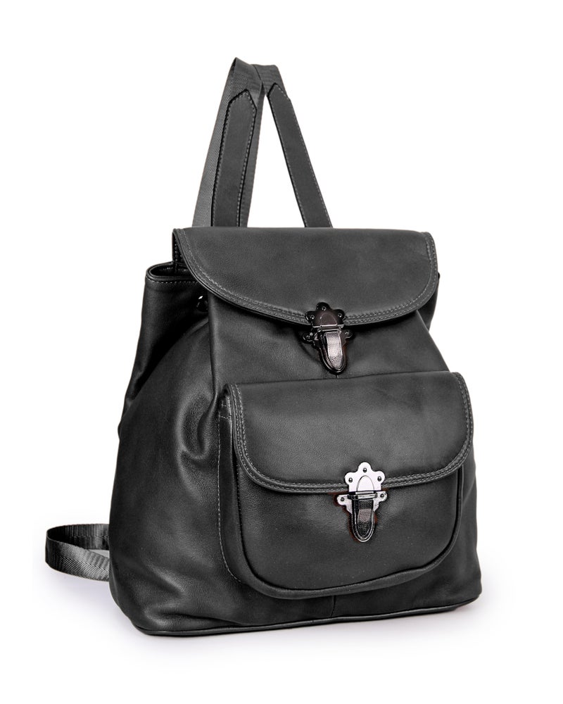 Chic Women's Backpack with Vintage Twist-Lock Clasps
