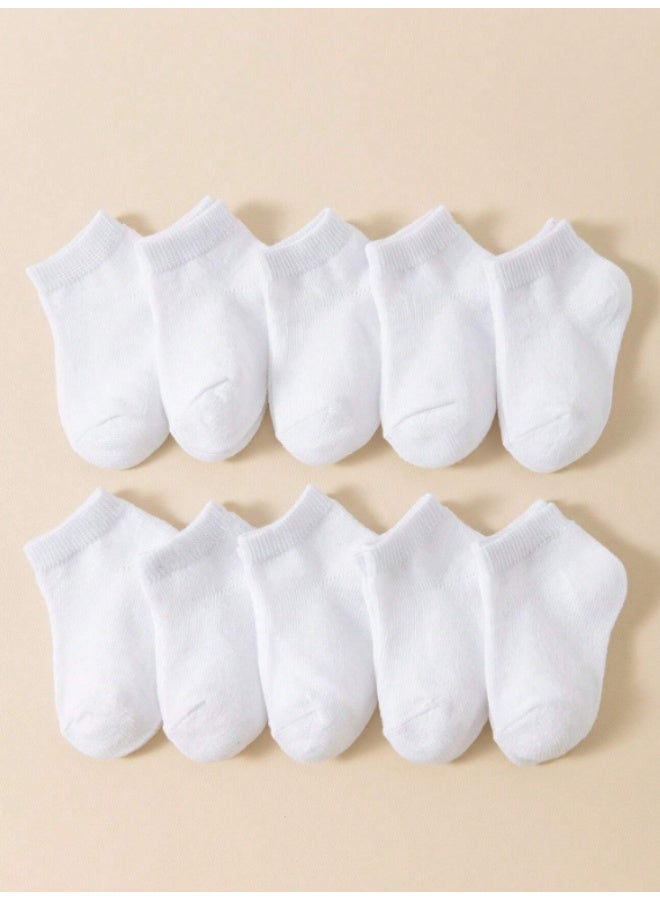 Baby Cotton Ankle Socks – White Low Cut Socks for Infants (1-2 Years) – Soft Breathable Everyday Wear – 10 Pairs - Image 1