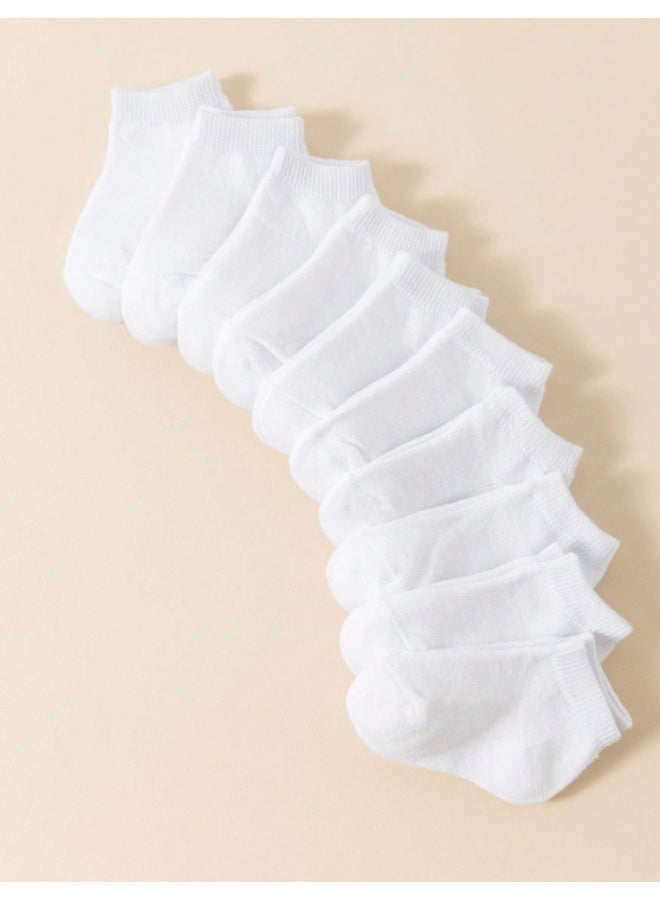 Baby Cotton Ankle Socks – White Low Cut Socks for Infants (1-2 Years) – Soft Breathable Everyday Wear – 10 Pairs - Image 2