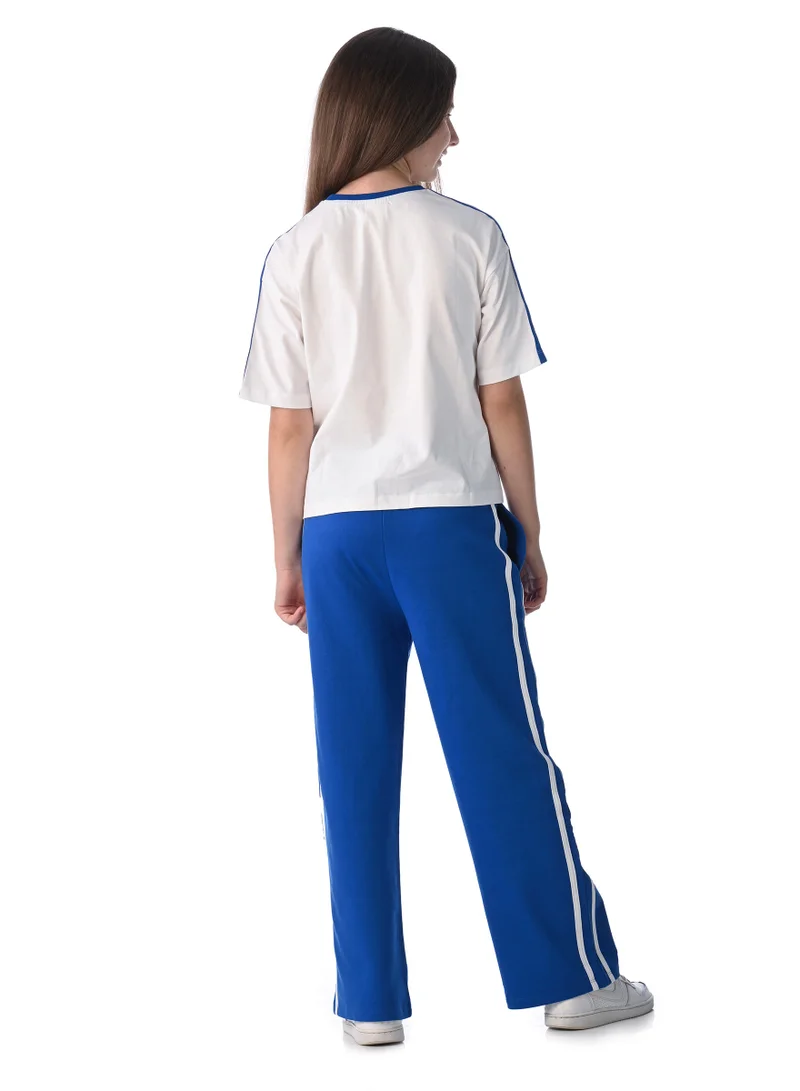 victor and jane victor and jane girls 2 pc set - Embellished top with Matching straight pants with Tape Detail