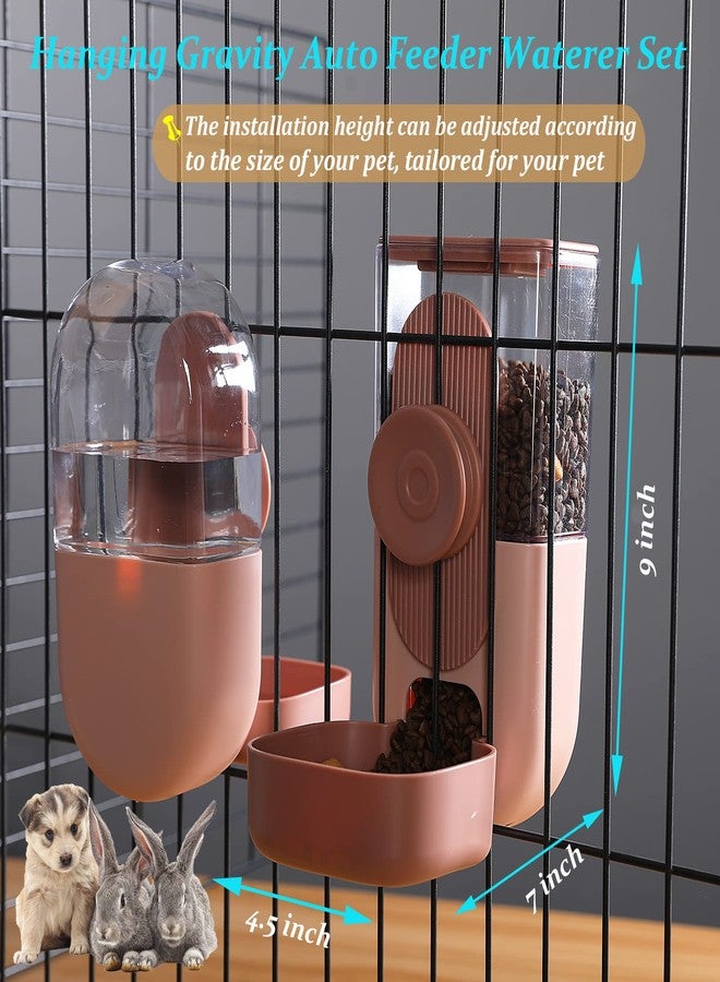 Kenond 35oz Hanging Automatic Pet Food Water Dispenser, Auto Gravity Pet Feeder and Waterer Set, Cage Cat Food Bowl Dog Feeding Station for Puppy and Kitten Rabbit Chinchilla Hedgehog Ferret (Pink) - Image 3