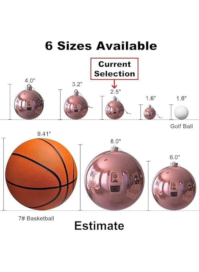 The Bros كرات عيد الميلاد باللون الوردي الذهبي 2.5"/6 سم زينة شجرة عيد الميلاد كرات معلقة غير قابلة للكسر لزينة عيد الميلاد أو عيد الهالوين أو حفلات الزفاف 24 قطعة - Image 3