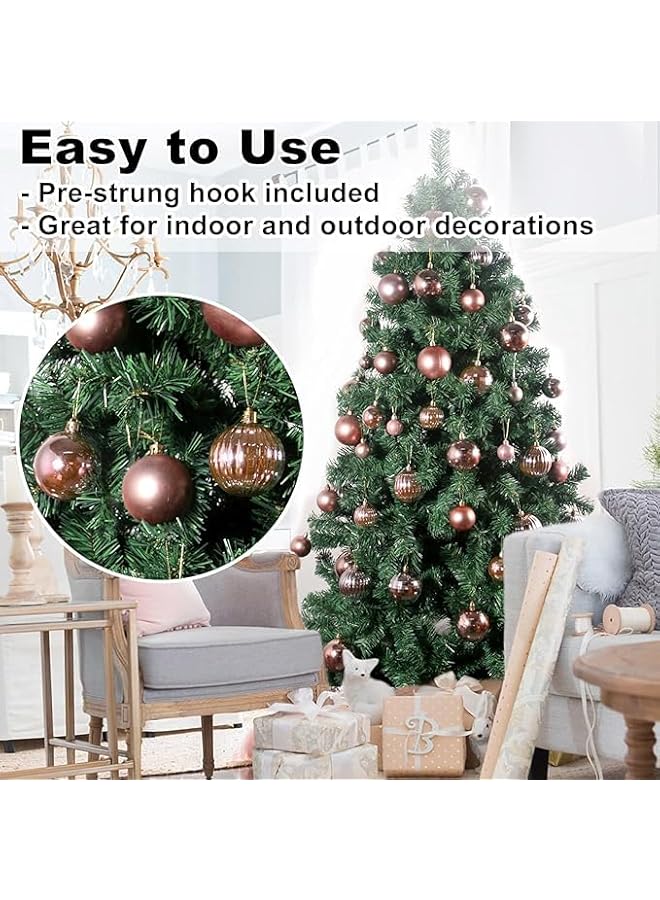 The Bros كرات عيد الميلاد باللون الوردي الذهبي 2.5"/6 سم زينة شجرة عيد الميلاد كرات معلقة غير قابلة للكسر لزينة عيد الميلاد أو عيد الهالوين أو حفلات الزفاف 24 قطعة - Image 5