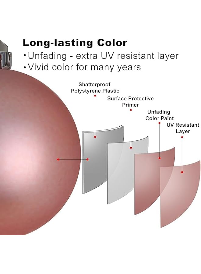 The Bros كرات عيد الميلاد باللون الوردي الذهبي 2.5"/6 سم زينة شجرة عيد الميلاد كرات معلقة غير قابلة للكسر لزينة عيد الميلاد أو عيد الهالوين أو حفلات الزفاف 24 قطعة - Image 4