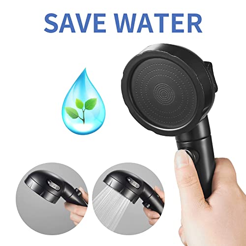 SINGSUO High Pressure Handheld Shower Head with On Off Switch, Detachable Shower Head, 3 Spray Modes Shower Massager Handheld with Hose and Adjustable Angle Bracket (Black) - Image 3