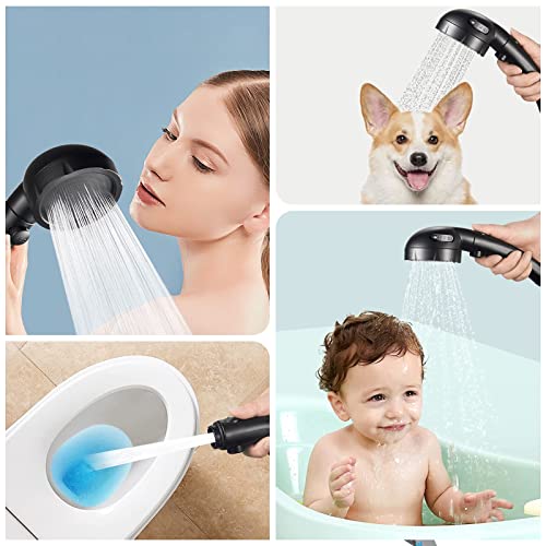 SINGSUO High Pressure Handheld Shower Head with On Off Switch, Detachable Shower Head, 3 Spray Modes Shower Massager Handheld with Hose and Adjustable Angle Bracket (Black) - Image 4