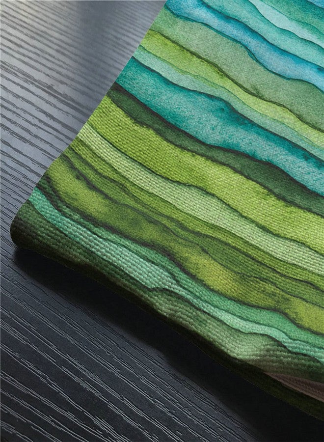 Smooffly Watercolor Throw Pillow Cover,Stripped Waves Blue and Green Paint Brush Gradient Marine Sea Splash Cotton Linen Throw Pillow case Cushion Cover for Sofa Home Decorative Oblong 12x20 Inches - Image 3