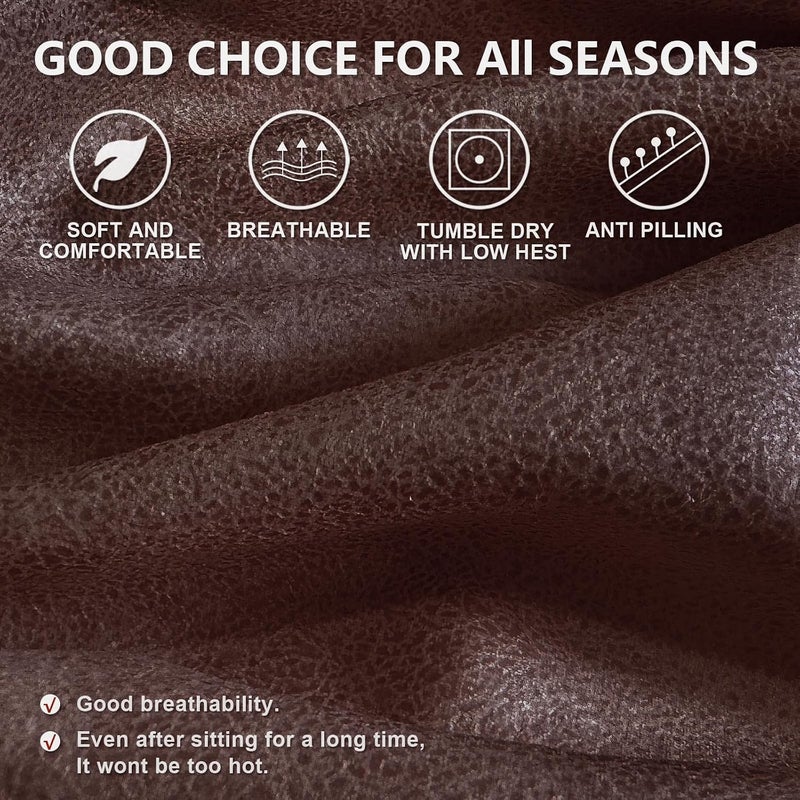 ANARACHON Leather Look Recliner Chair Covers, 4 Pieces Lazy Boy Recliner Covers Non Slip, Soft Cover for Reclining Chair, Washable Furniture Protector for Pets (1 Seater, 024 Chocolate) - Image 4
