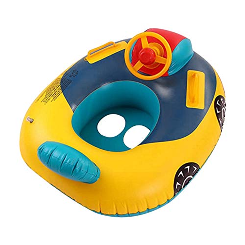 Holiberty Baby Swimming Pool Float Cute Car Design Kids Toddler Inflatable Summer Beach Floatie Boat Swim Tube Ring with Handles Safety Seat Pool Lake Air Bed Floating Mattress Raft Lounge for Girls Boys 15Y - Image 1