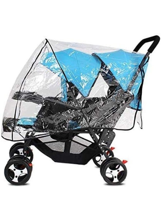 GREUS Universal Stroller Raincovers for Twins Baby Stroller Pushchair Waterproof Buggy Pram Raincoat Wind Dust Rain Covers - Image 3