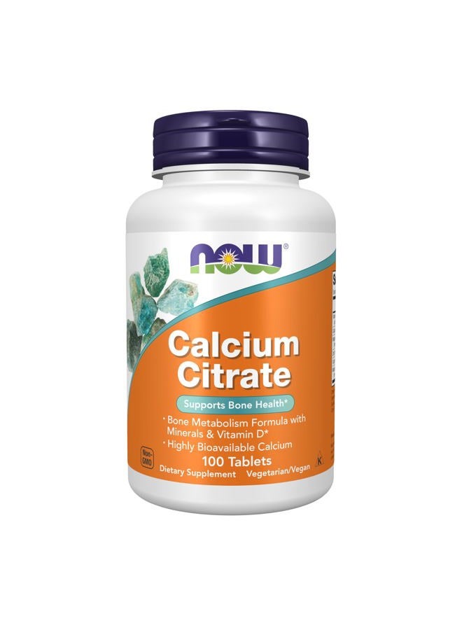 now سيترات الكالسيوم مع المعادن وفيتامين د، 100 قرص - Image 1