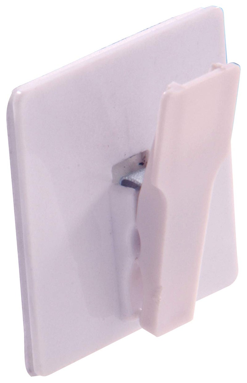 Hardware Essentials 852987 Spring Clip Hook White Adhesive Backed 2Pack
