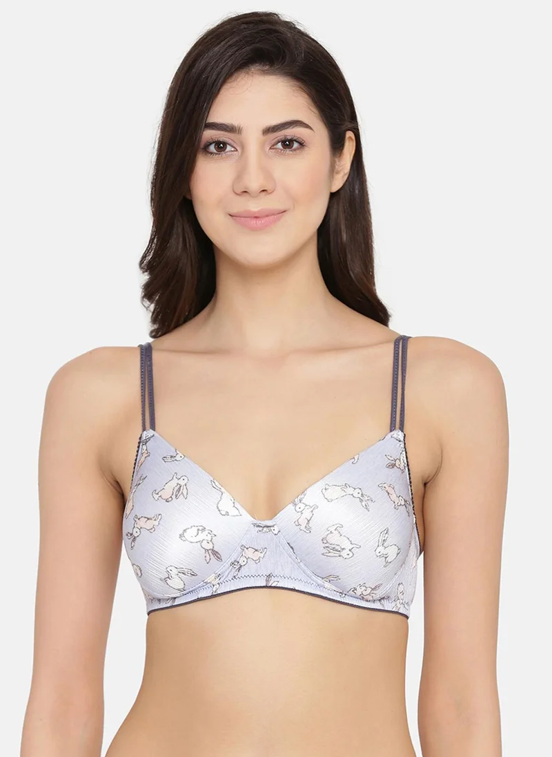 Clovia Clovia Padded Non-Wired Printed Multiway T-Shirt Bra in Light Blue	with matching PN5101U03