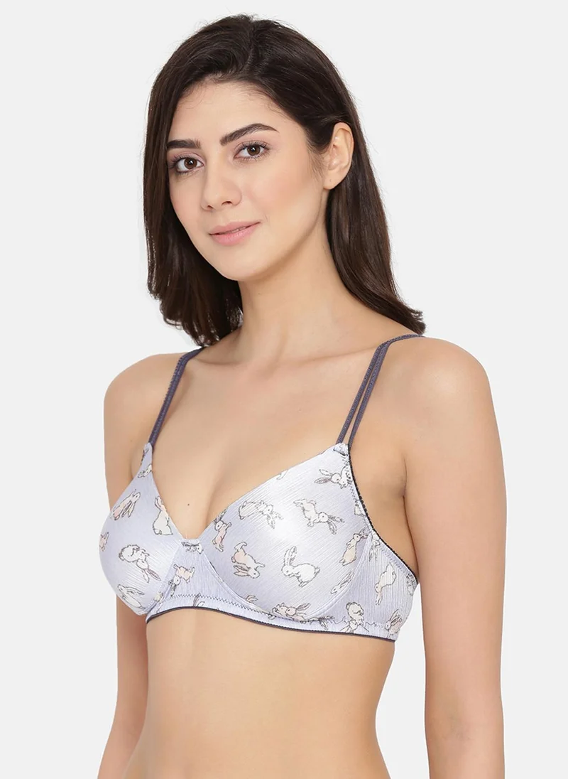 Clovia Clovia Padded Non-Wired Printed Multiway T-Shirt Bra in Light Blue	with matching PN5101U03