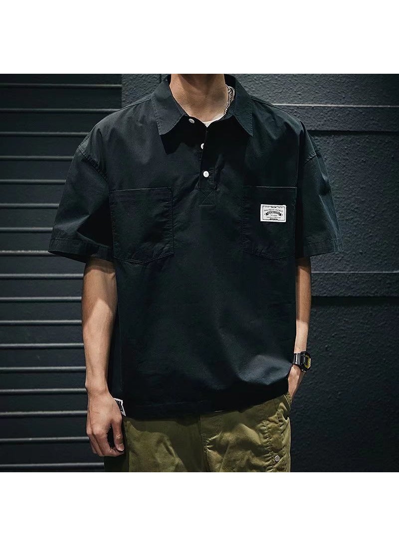 Generic Loose Short Sleeve Uniform Mens Outdoor Workwear Trendy Brand Casual Fashion T-Shirt Jacket Breathable Sweat Absorbent Cotton Blend 611 apricot  - Image 2