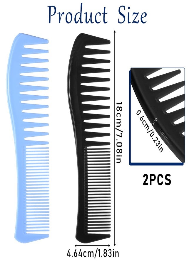 Skrfren 2-in-1 Plastic Comb, 2 Pack 2-Sided Plastic Hairstyle Comb with Wide and Fine Teeth All-Purpose Hair Combs, Double-Sided Barber Combs for Thin Thick Curly Straight Hair Men Women Combing Hairstyling - Image 2