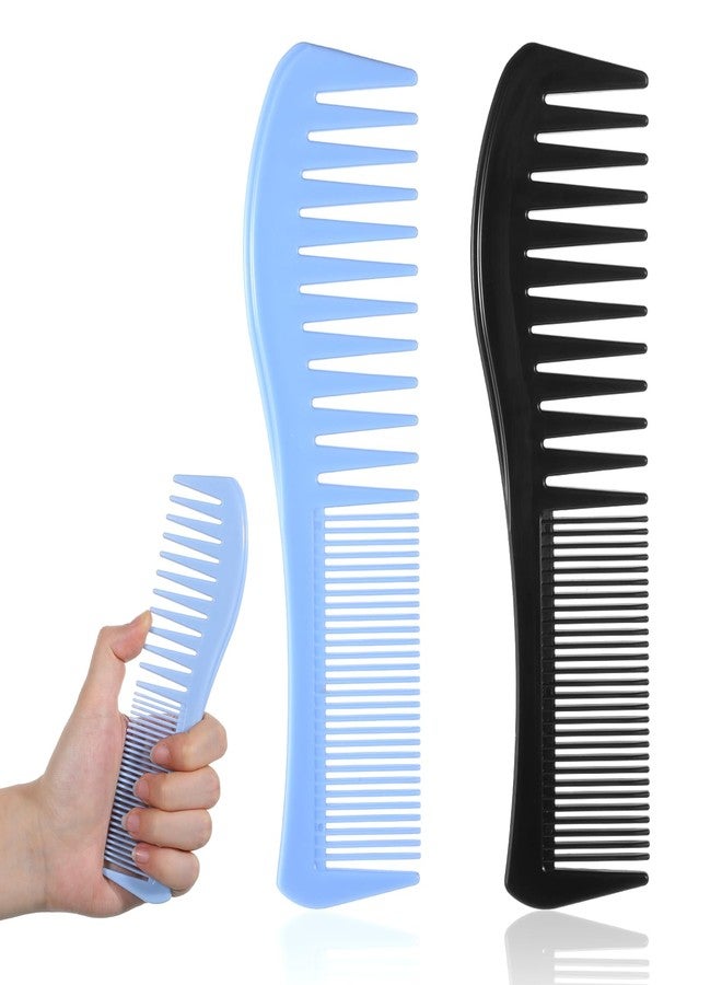 Skrfren 2-in-1 Plastic Comb, 2 Pack 2-Sided Plastic Hairstyle Comb with Wide and Fine Teeth All-Purpose Hair Combs, Double-Sided Barber Combs for Thin Thick Curly Straight Hair Men Women Combing Hairstyling - Image 1