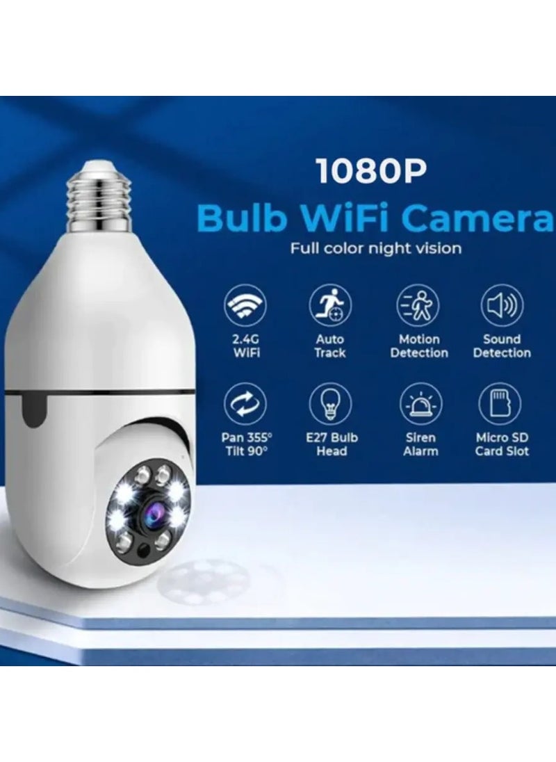 Generic - 1080P 360°Rotate Auto Tracking Panoramic Camera Light Bulb Night VisionWireless for WiFi PTZ IP Cam Remote Viewing Security - Image 1