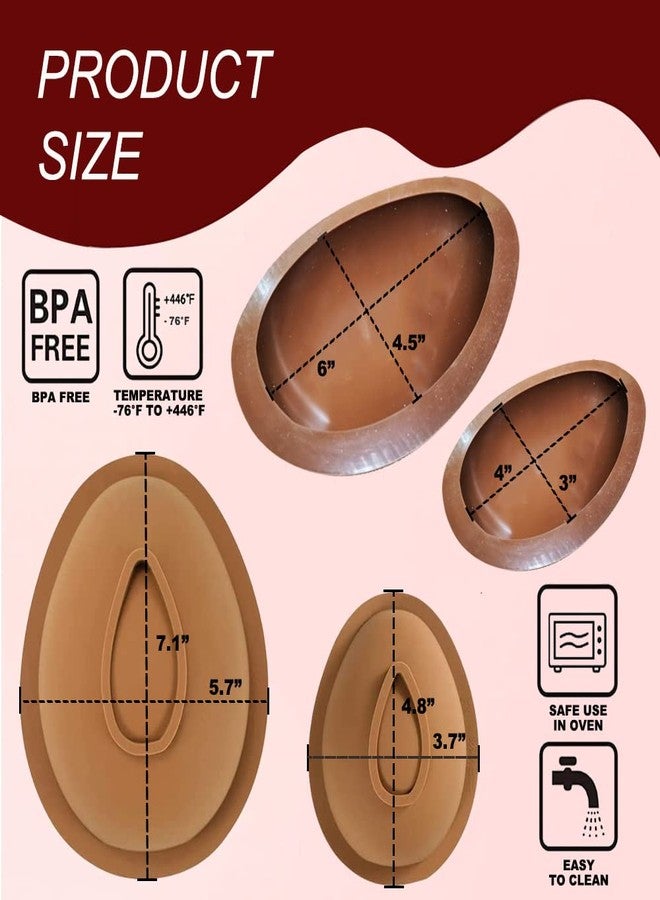 أنسي قالب سيليكون على شكل بيضة عيد الفصح للشوكولاتة، 4 قطع، قوالب ثلاثية الأبعاد على شكل بيضة، مقاس 2 × 4 بوصة و2 × 6 بوصة، قوالب كبيرة الحجم غير لاصقة لصنع الحلوى والخبز، مع مطرقتين خشبيتين لتزيين عيد الفصح والحفلات وهدايا الأطفال - Image 3