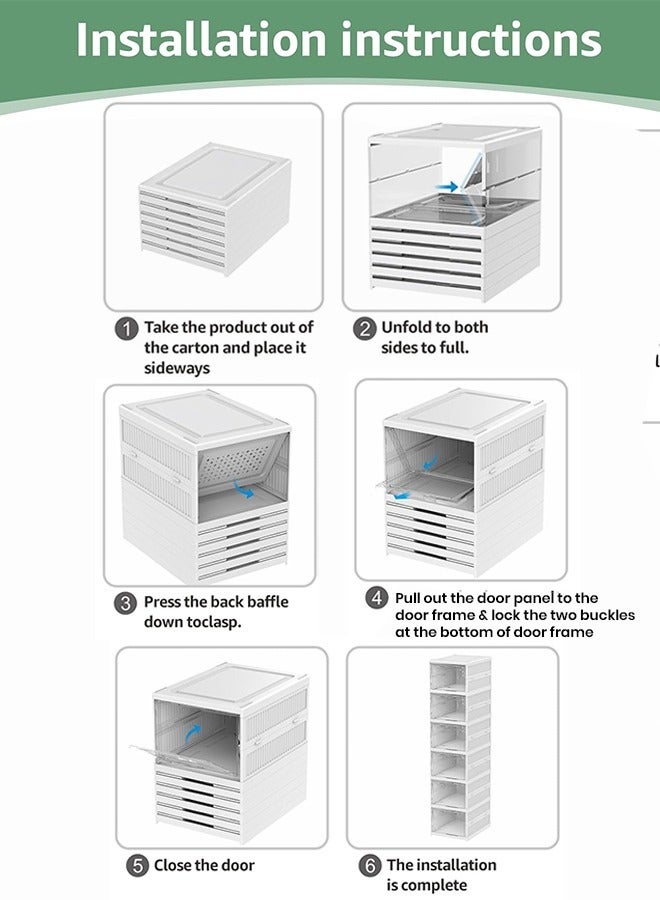 إي وورلد رف تخزين أحذية قابل للطي مكون من 6 طبقات، منظمات صناديق أحذية قابلة للطي والتكديس مع أبواب تتسع لمقاس يصل إلى 12، مثالية لأحذية الرجال والنساء والإكسسوارات والمزيد - Image 4