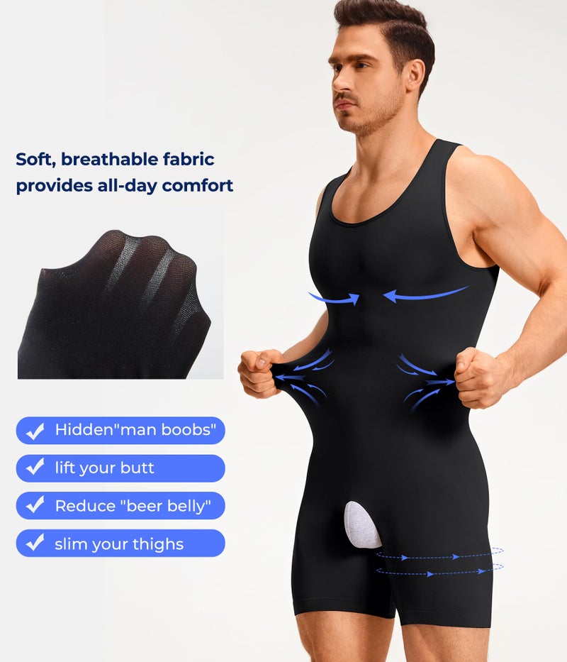 TAILONG Mens Shapewear Tummy Control Bodysuit Sleeveless Compression Shirts Slimming Body Shaper Fajas Para Hombres Black - Image 2