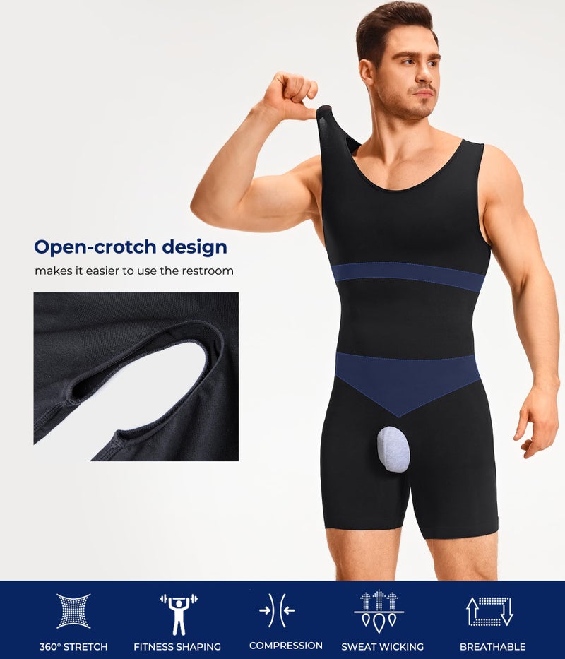 TAILONG Mens Shapewear Tummy Control Bodysuit Sleeveless Compression Shirts Slimming Body Shaper Fajas Para Hombres Black - Image 3