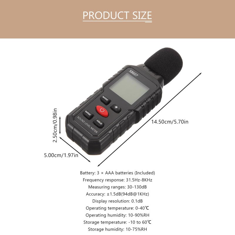 Portable Digital Sound Level Meter LCD Display Noise Monitor for Classroom Factory - Image 3