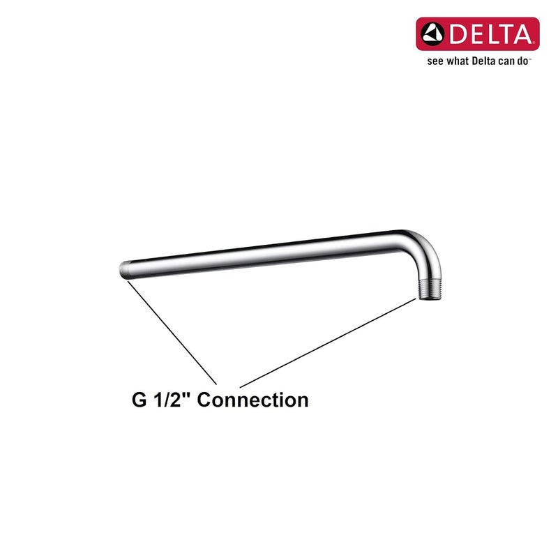 DELTA FAUCET 16 Brass Round Premium Shower Arm with wall Flange Polished Chrome RP49139 Bathroom Overhead Shower Arm - Image 5