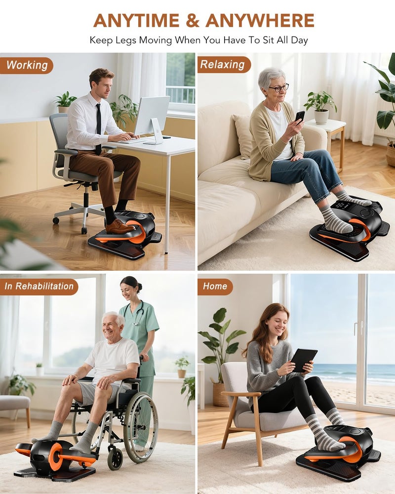 DamKee Under Desk Oval Exercise Machine Electric Oval Leg Exerciser Seen on TV 12 Speed Foot Exerciser for Seniors Portable Mini Seat Pedal Exerciser for Home Office Vertical - Image 4