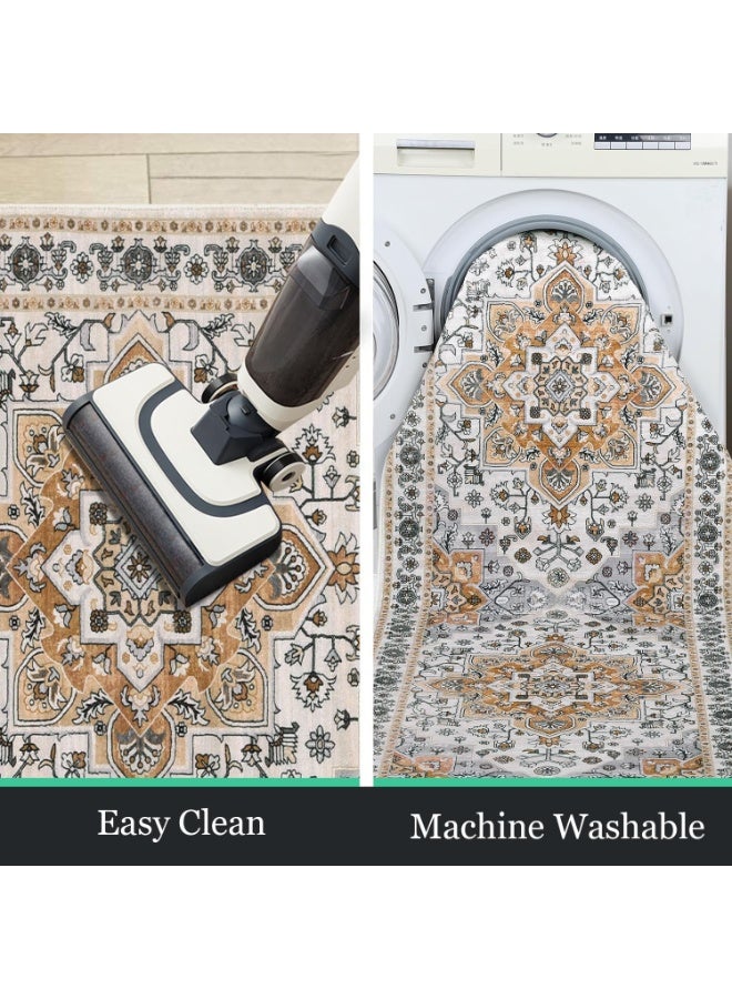 【Bohemian Vintage Rug】Non-Slip Hallway & Living Room Carpet | 60*210cm Anti-Wear Bedside Rug with Stain-Resistant Polyester | Easy Clean Home Decor Floor Mat - Image 4
