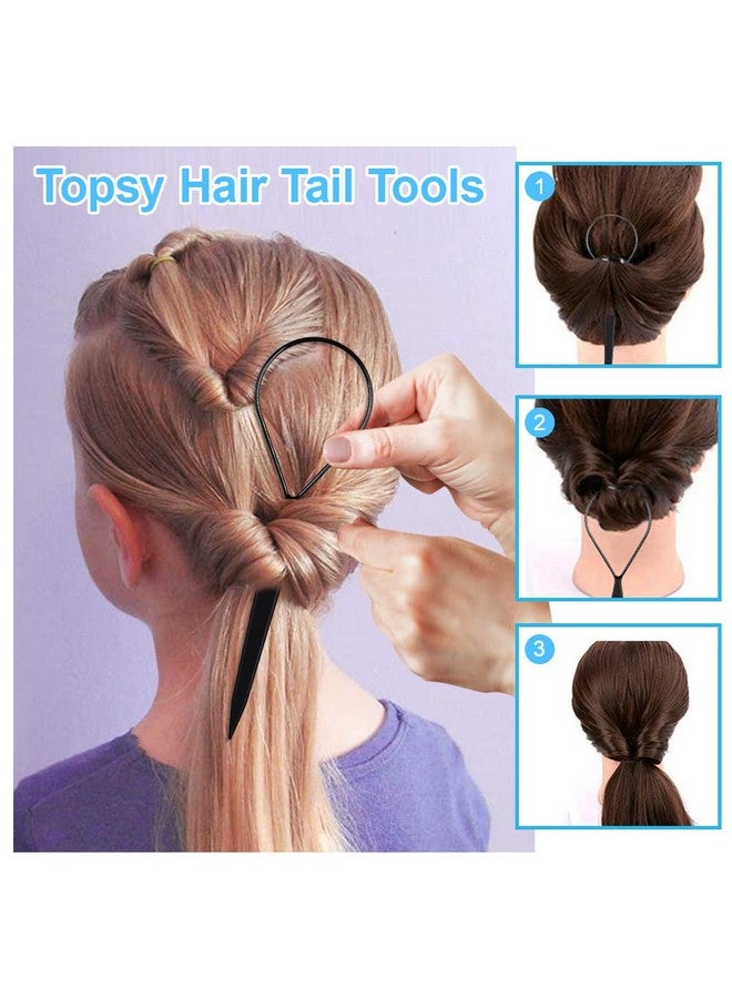 IKOCO Topsy Tail Hair Tool Ikoco 400Pcs Hair Rubber Bands With Hair Loop Styling Tool Set 200Pcs Clear Hair Elastics 200Pcs Black Rubber Bands For Hair 2Pcs Hair Loop Tools 1Pc Rat Tail Comb - Image 4