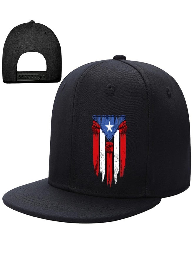 FACITE Snapback Hats for Men Women Flat Bill Hats Mens Puerto Rico Flag Hat Black Fitted Baseball Hat for Men Adjustable Hip Hop Cool Trucker Caps Workout Dad Patriotic Skateboard Accessories Gifts - Image 1