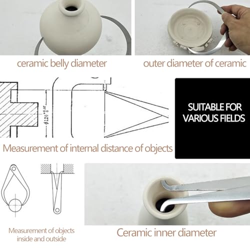 GLOGLOW Clay Caliper Tool, 10 inch Bent Leg Stainless Steel Caliper Ceramic Measuring Pottery Tool for Carving Shaping Clay Sculpture Modeling - Image 4