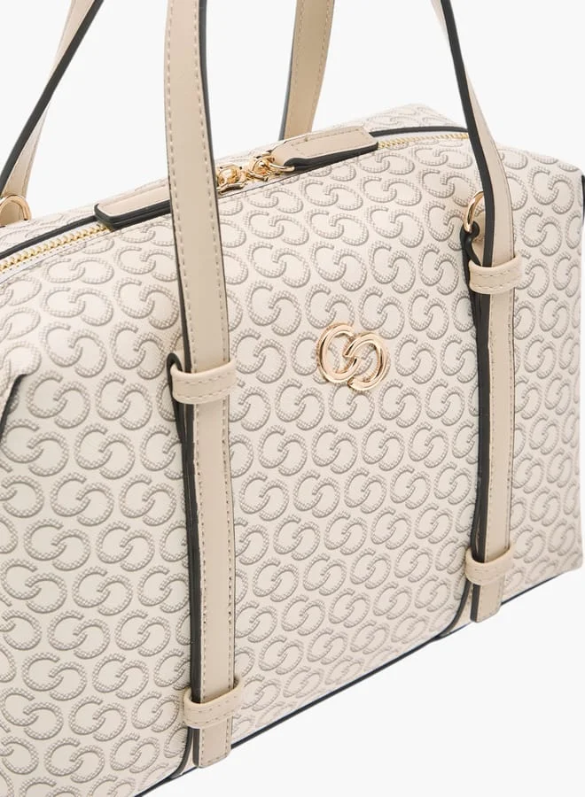 Celeste Women Monogram Print Tote Bag with Detachable Strap and Handles