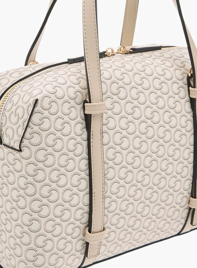 Celeste Women Monogram Print Tote Bag with Detachable Strap and Handles
