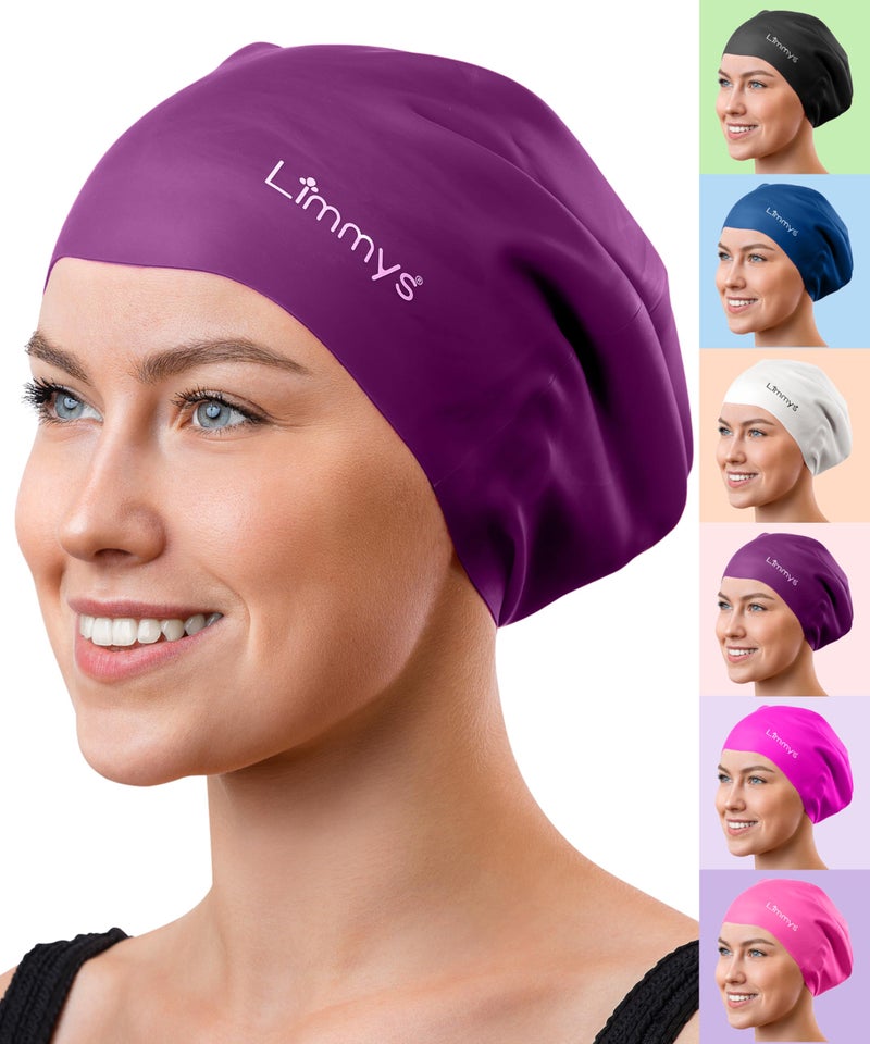 Limmys Long Hair Swim Cap for Women & Men â€“ Extra Space Stretch Latex-Free Silicone Swimming Cap for Thick, Curly & Long Hair â€“ Comfortable No-Headache Fit, Non-Slip, Chlorine-Resistant, Easy On/Off - Image 1