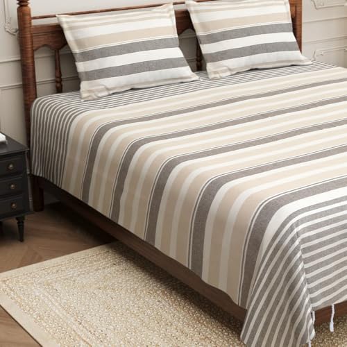 Värde 210 TC Cotton Double Bedsheet with 2 Pillow Cover | Handloom Bedsheets for Double Bed | Handmade Bedsheet | Double Bedsheet for Summer | Breathable Size 90X100 Inches (Nobel) - Image 3