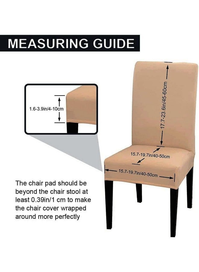 BRIDA ® Polyester Stretchable Floral Printed Dining Chair Covers Elastic Chair Seat Case Protector, Slipcover Set of 4 (Plain Camel, Standard). - Image 3