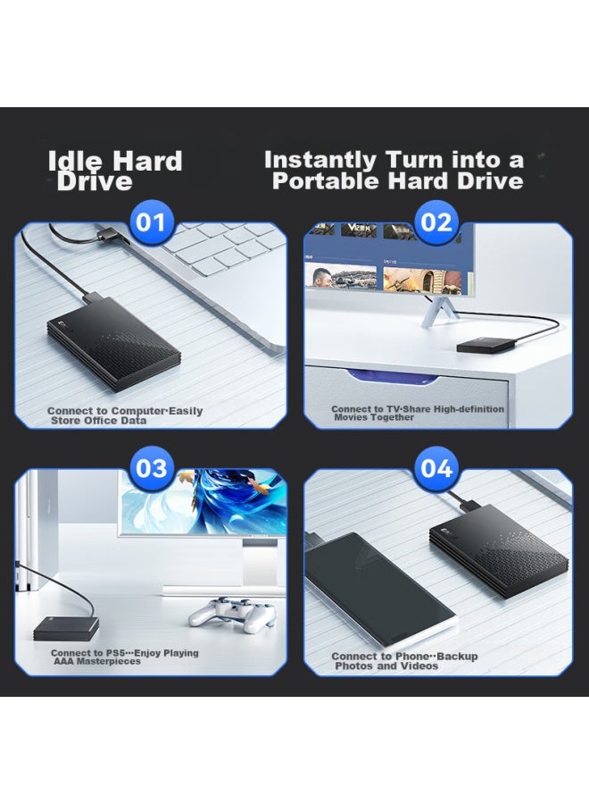 EAGET Yijie Usb 3.0 External Hard Drive Enclosure, 2.5-inch, Sata Interface, For Laptop And Desktop, Compatible With Ssd And Mechanical Hard Drive, Includes Usb And Type-c Cables - Image 2