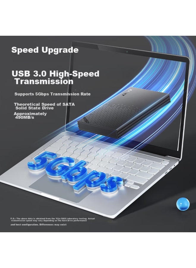 EAGET Yijie Usb 3.0 External Hard Drive Enclosure, 2.5-inch, Sata Interface, For Laptop And Desktop, Compatible With Ssd And Mechanical Hard Drive, Includes Usb And Type-c Cables - Image 3