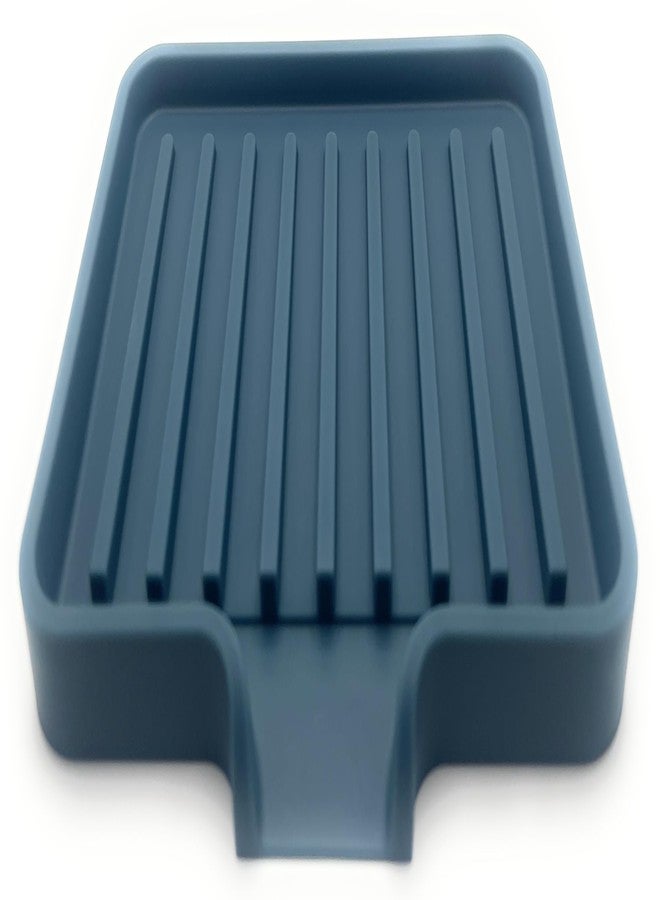 Happitasa Silicone Soap Dish Tray and Sponge Holder with Drain Chute, Rectangular, Kitchen and Bathroom Sink Organizer (Smoky Blue, 5.2"x4" (Set of 2), 7.2 Ounces) - Image 1