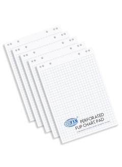 FIS FIS Pack of 5 Pieces Perforated Flip Chart Pad, 100 GSM, Size: 810x585mm, 25mm Square-20 Sheets - FSFC20-25MM_5PC  - Image 1